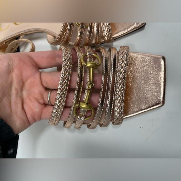 Gucci Ketty Horsebit Braided Metallic Sandals Pink size 38 EU 8 US - Picture 6 of 11